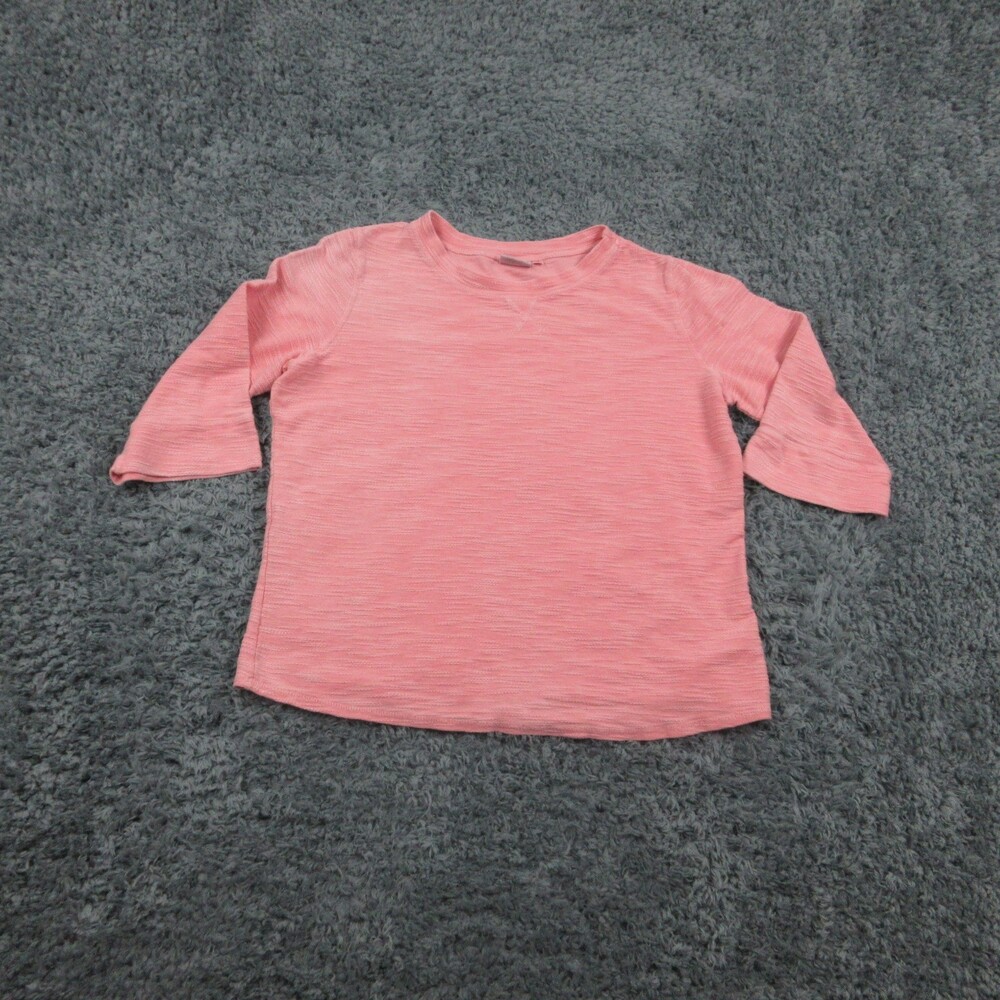 Hot Cotton Shirt Womens Large Pink 3/4 Sleeve Textured Pullover Made in USA Top
